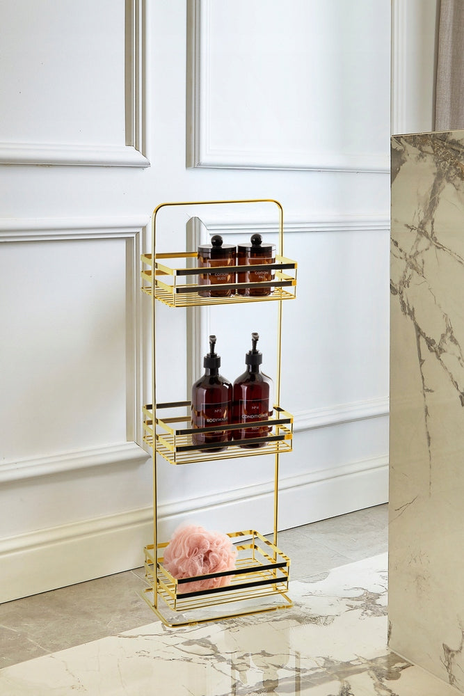 Bathroom rack AWD Interior gold 17 x 24,5 x 76 cm Furniture color gold