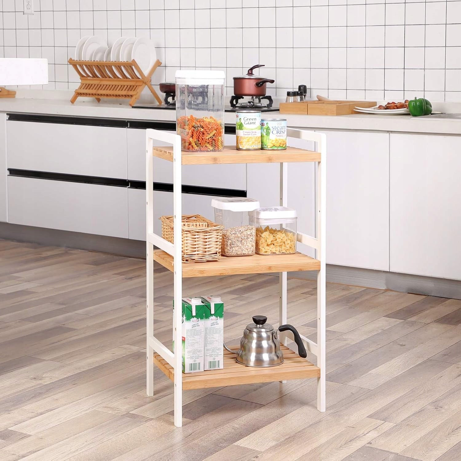 Bathroom rack Songmics white, natural oak 31,5 x 45 x 80 cm OUTLET Brand Songmics
