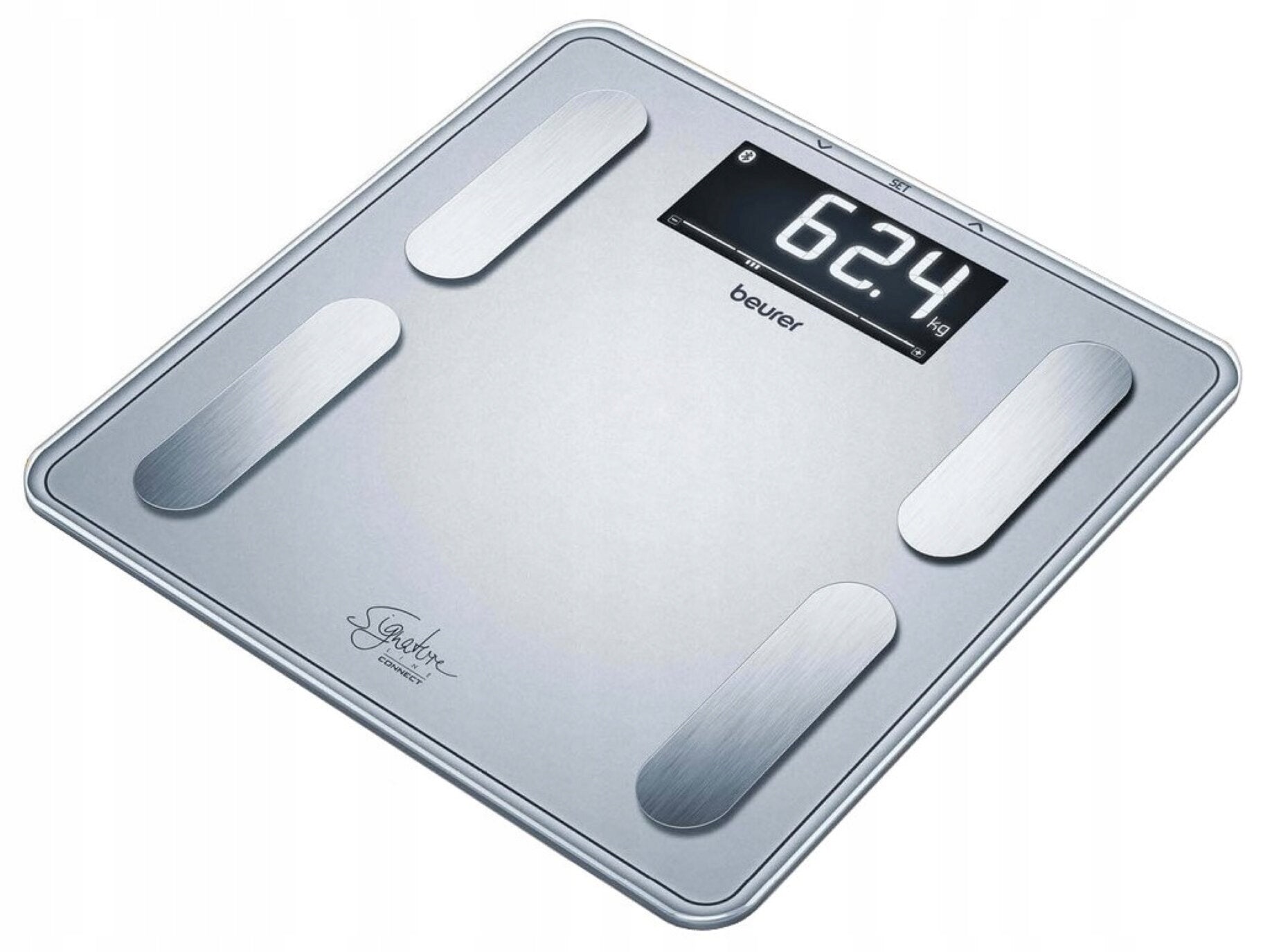 Bathroom scale BEURER BF 405 SignatureLine Silver Additional features auto power-on automatic shutdown non-slip surface
