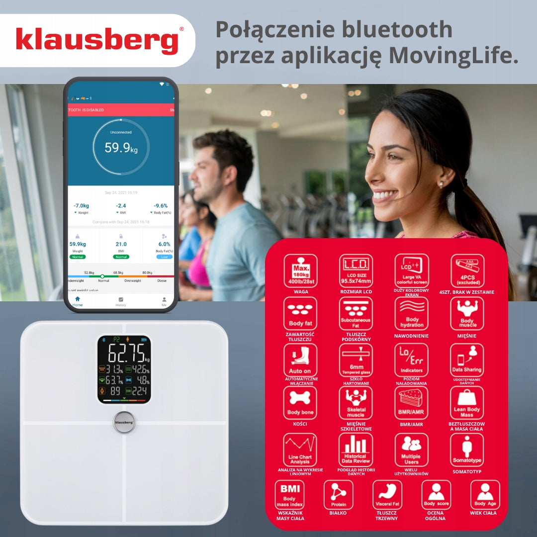 Bathroom scale SMART body composition analyzer 180kg analytical intelligent Manufacturer code KB-7941
