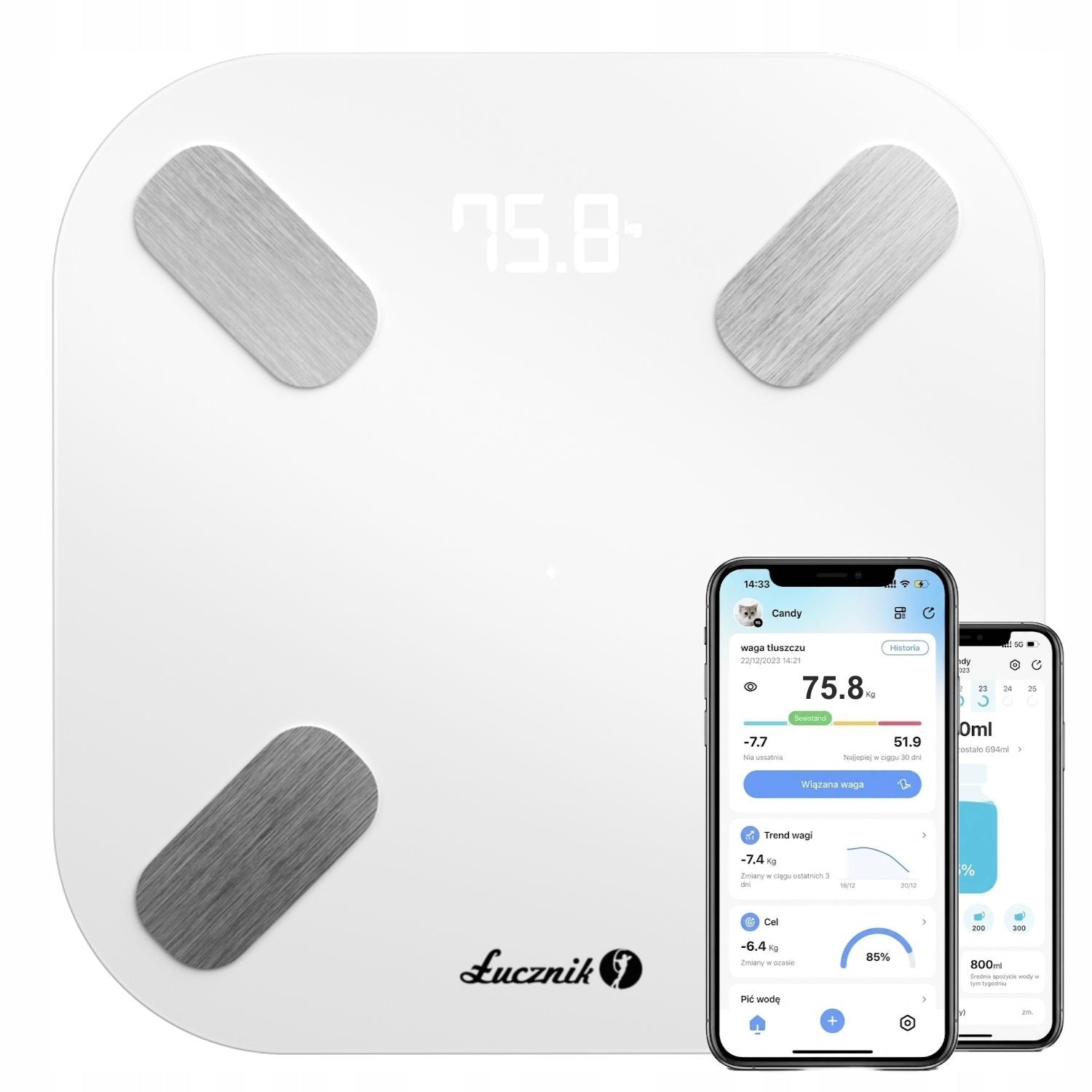 Bathroom scale analytical electronic SMART BMI Fat Application PL