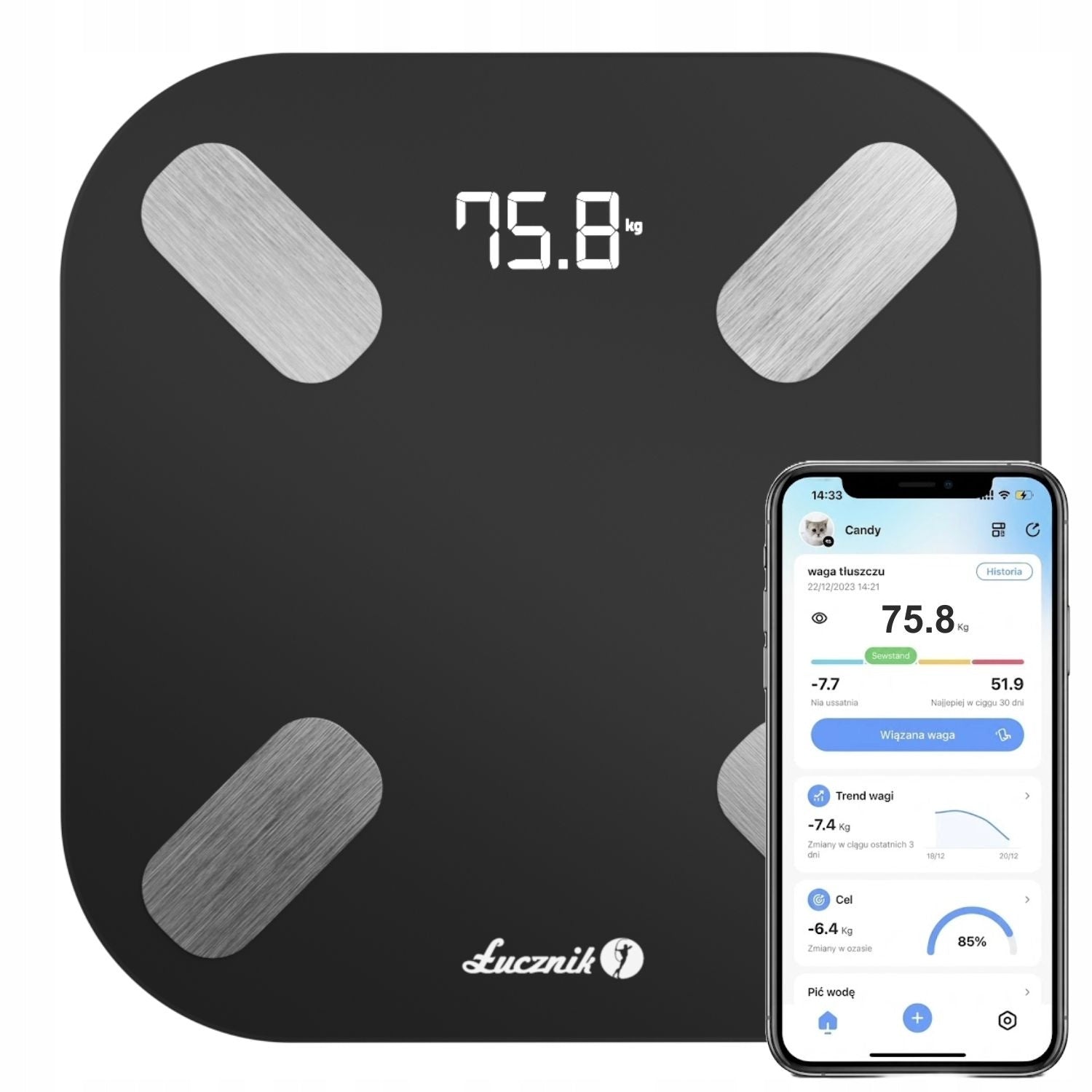 Bathroom scale analytical electronic smart BMI fat application PL Packaging status original