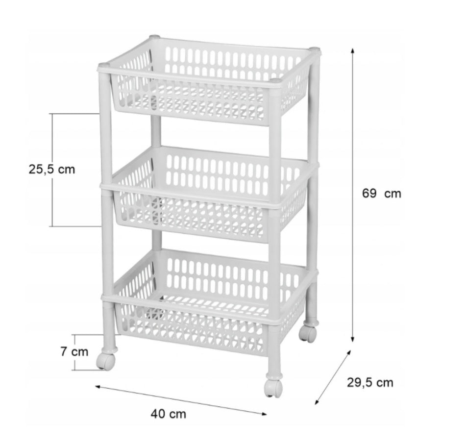 Bathroom shelf on wheels, shelf, cabinet, 3 levels Brand Plast Team