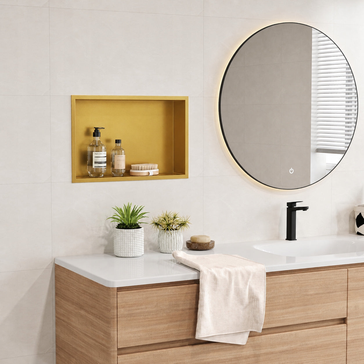 Bathroom shelf recessed gold stainless steel 45x30x10 cm Packaging status original