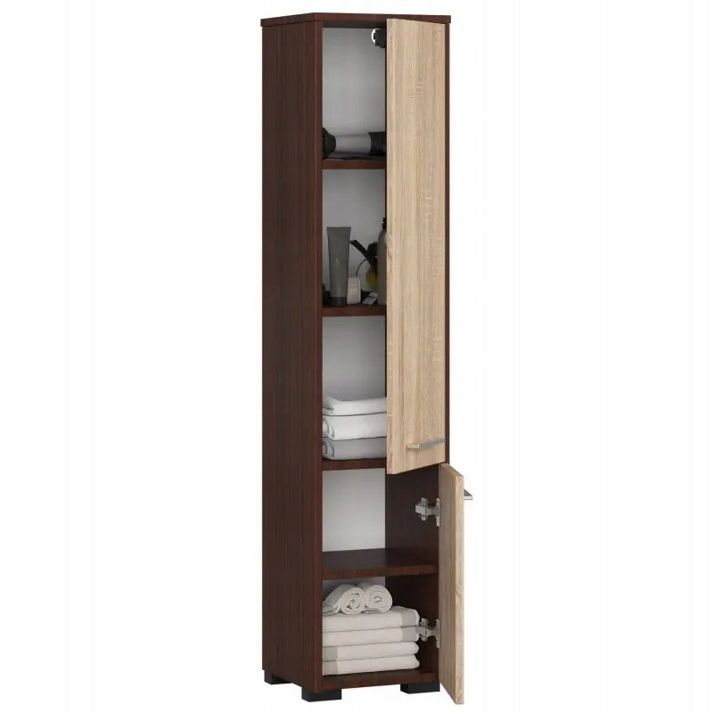 Bathroom shelf with 2 doors and 5 shelves, wenge, sonoma oak Brand Akord