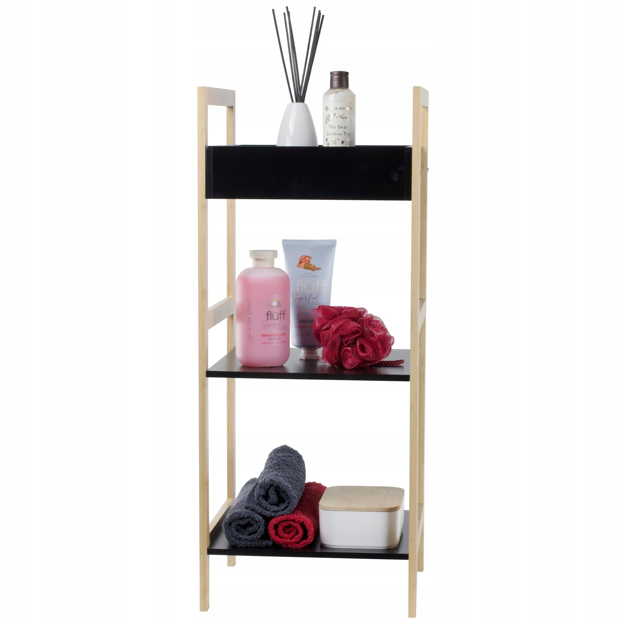 Bathroom shelving unit 3 shelves Scandic black JOTTA RETRO