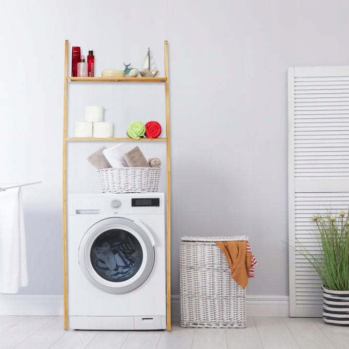 Bathroom shelving unit Bamboo shelf for washing machine 30 x 66 x 175 cm Manufacturer code 10032139
