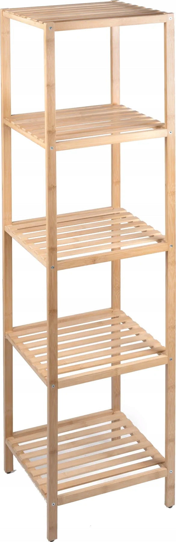 Bathroom shelving unit bamboo wooden cabinet 5 shelves ALPINA 33x32x141cm
