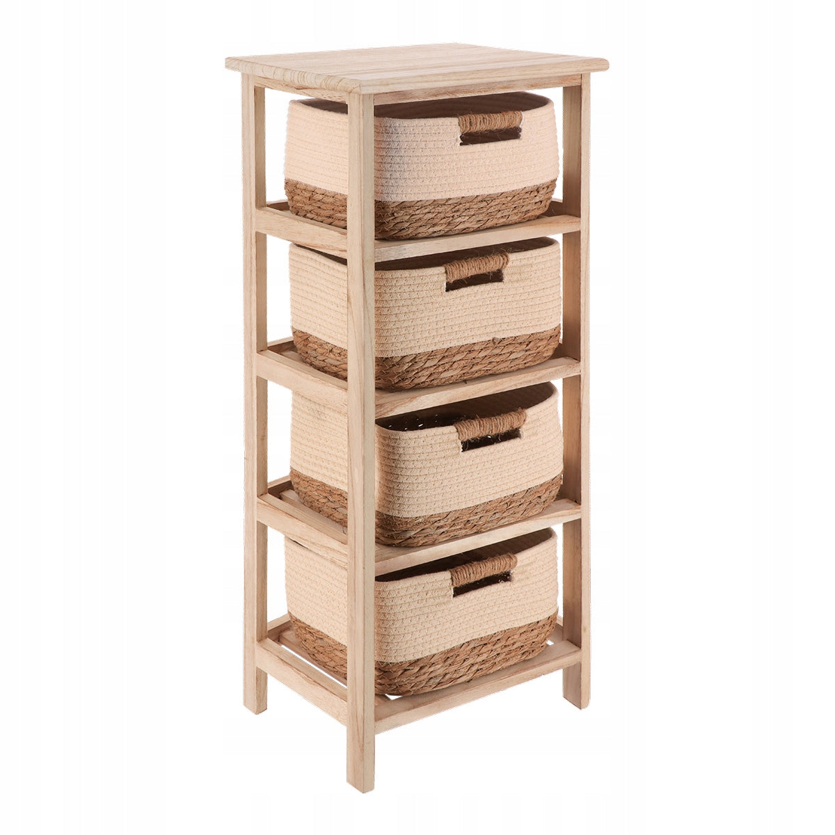 Bathroom shelving unit beige 4-level Zinko practical boho standing unique
