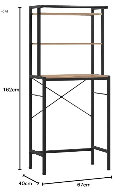 Bathroom shelving unit shelf cabinet Black wood 40 x 67 x 162 cm Packaging status original