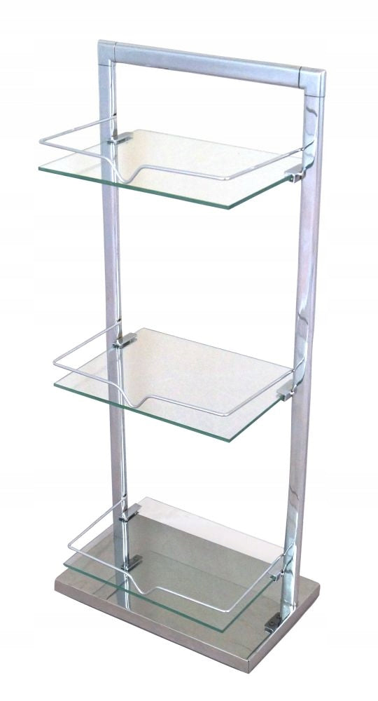 Bathroom shelving unit tempered glass chrome 3 shelves