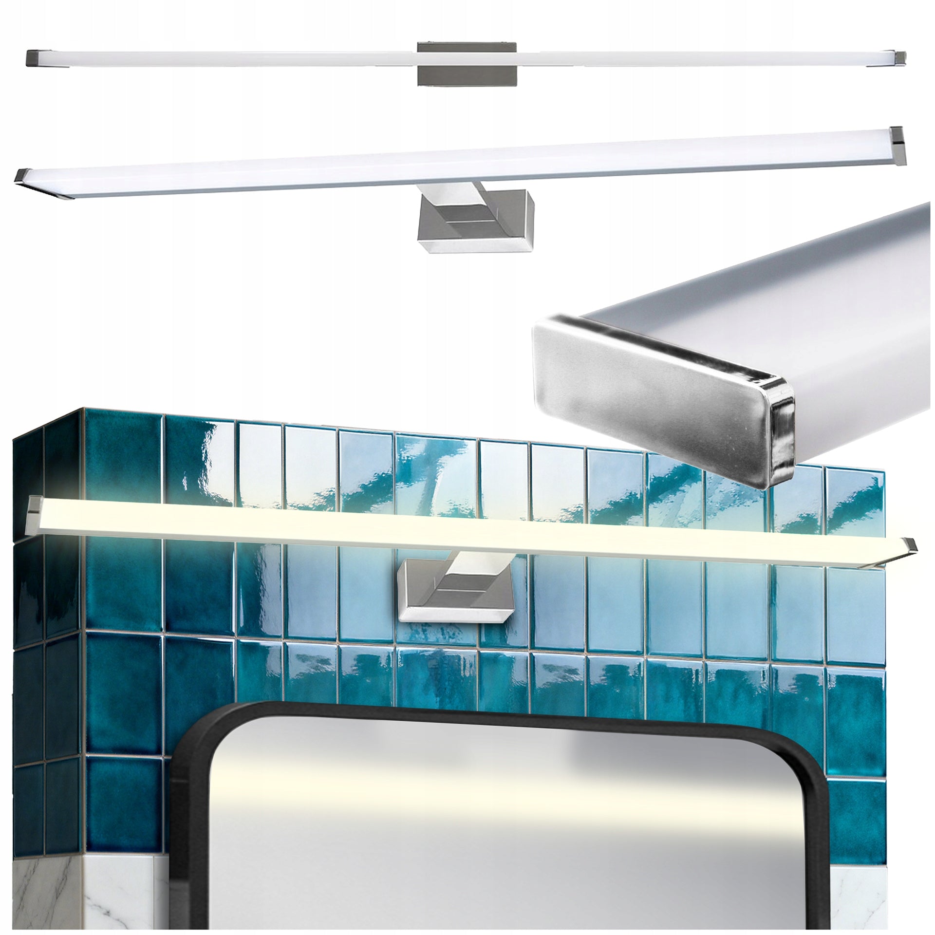 Bathroom wall lamp long silver chrome 4000K over mirror 60 cm 10W