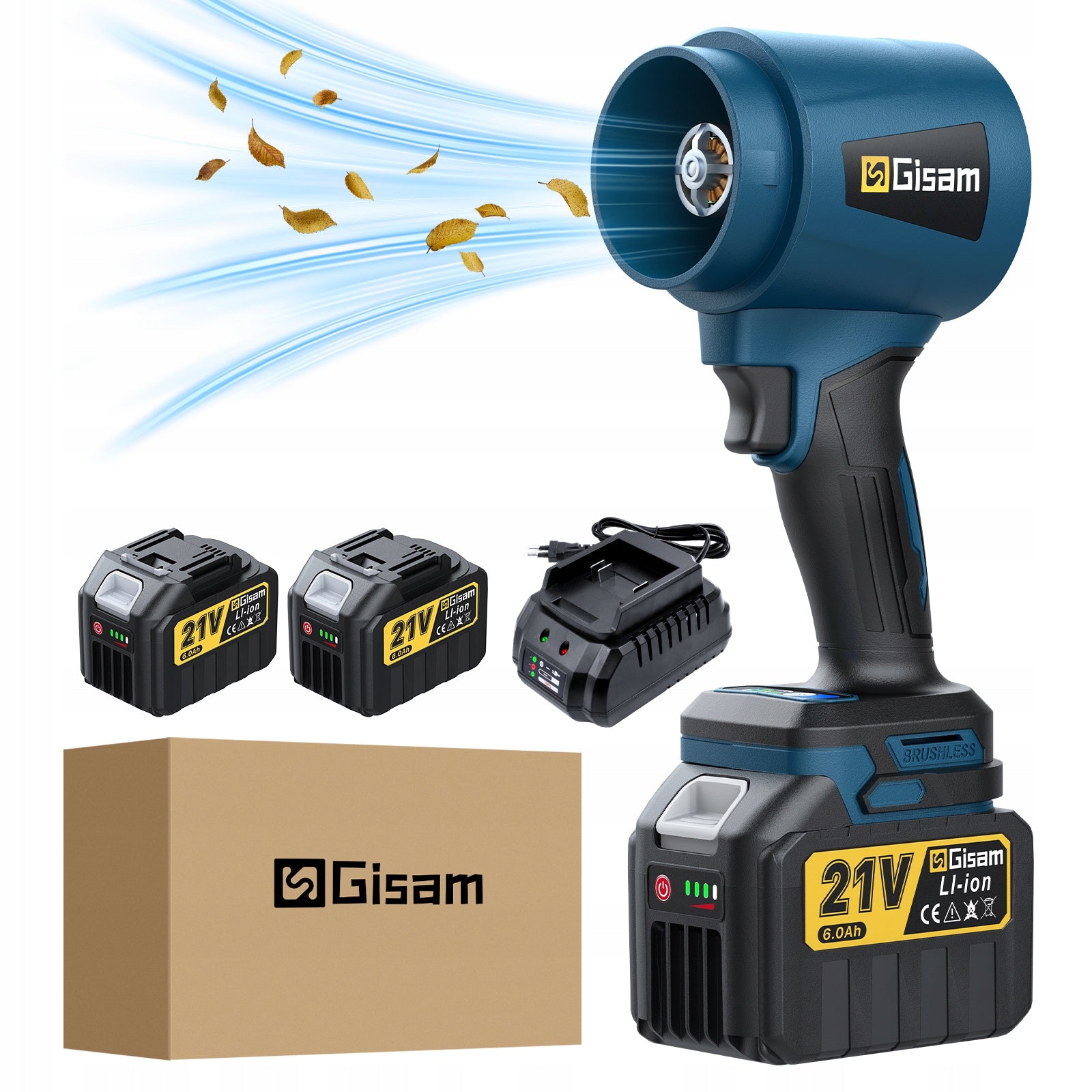Battery Blower Gisam 3000W + 2 Accumulators Batteries Included Manufacturer code Gisam-4153