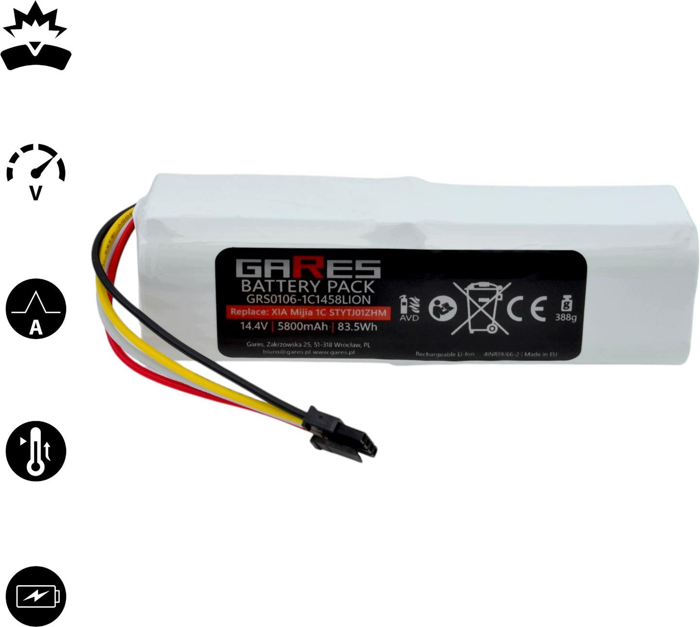 Battery Gares for Dreame P2150-4S2P-XWDLS 14,4V 5,8Ah Manufacturer Gares