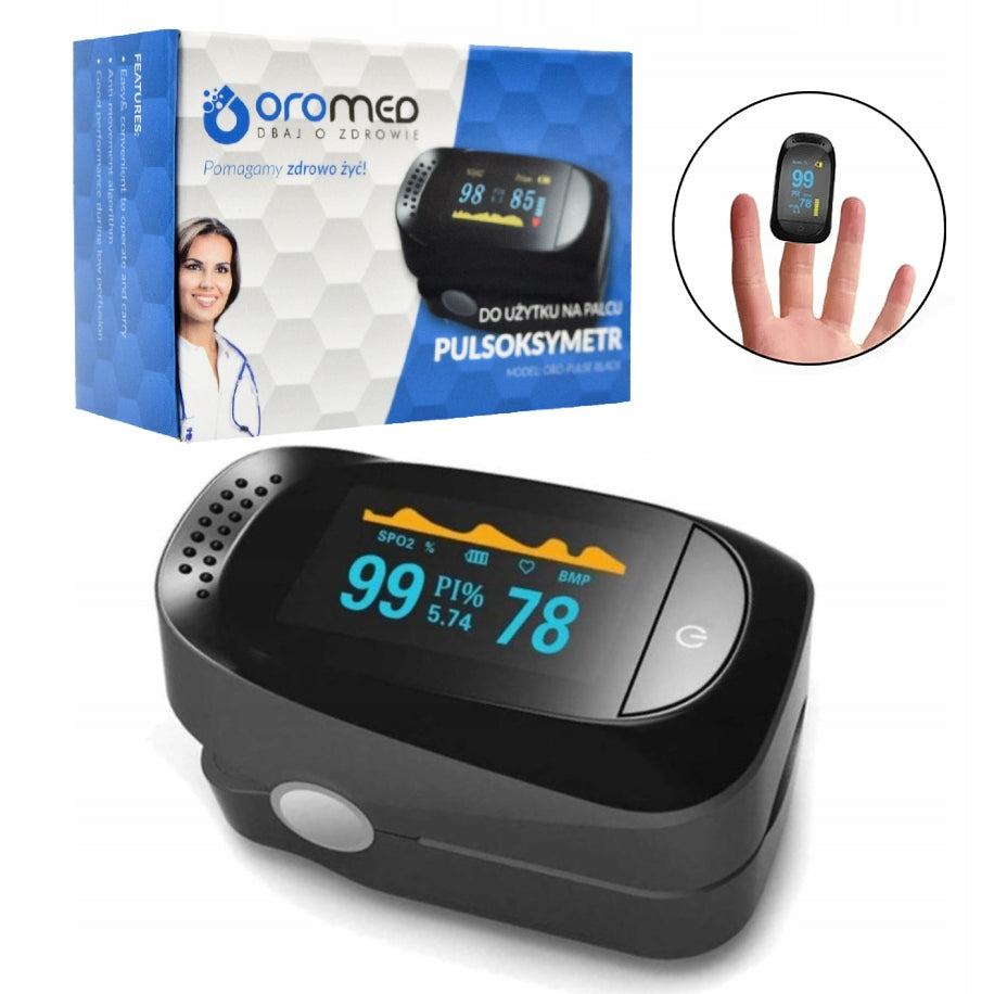 Battery Operated Finger Pulse Oximeter Heart Rate Monitor OROMED ORO-PULSE Black