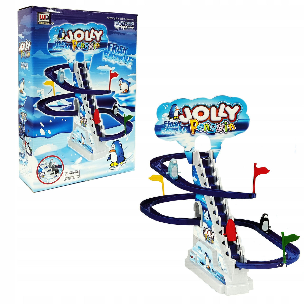 Battery Operated Penguin Track with Sound Slides Moving Steps Manufacturer code tor z pingwinami