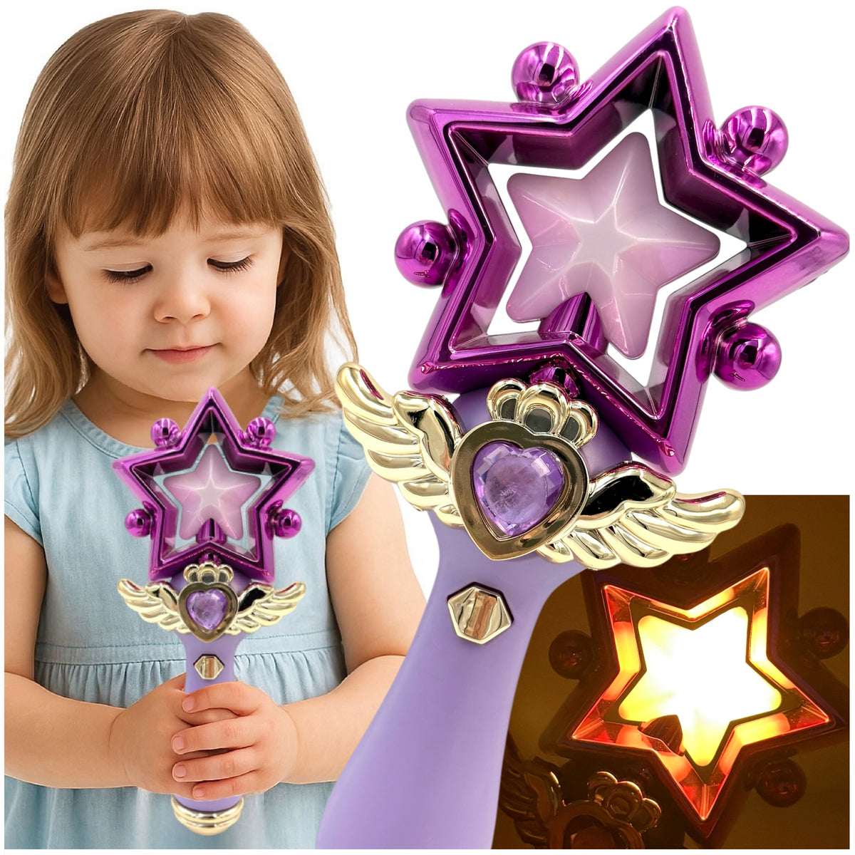 Battery Operated Sorceress Wand Fairy Wand Glowing Playing Toy 004