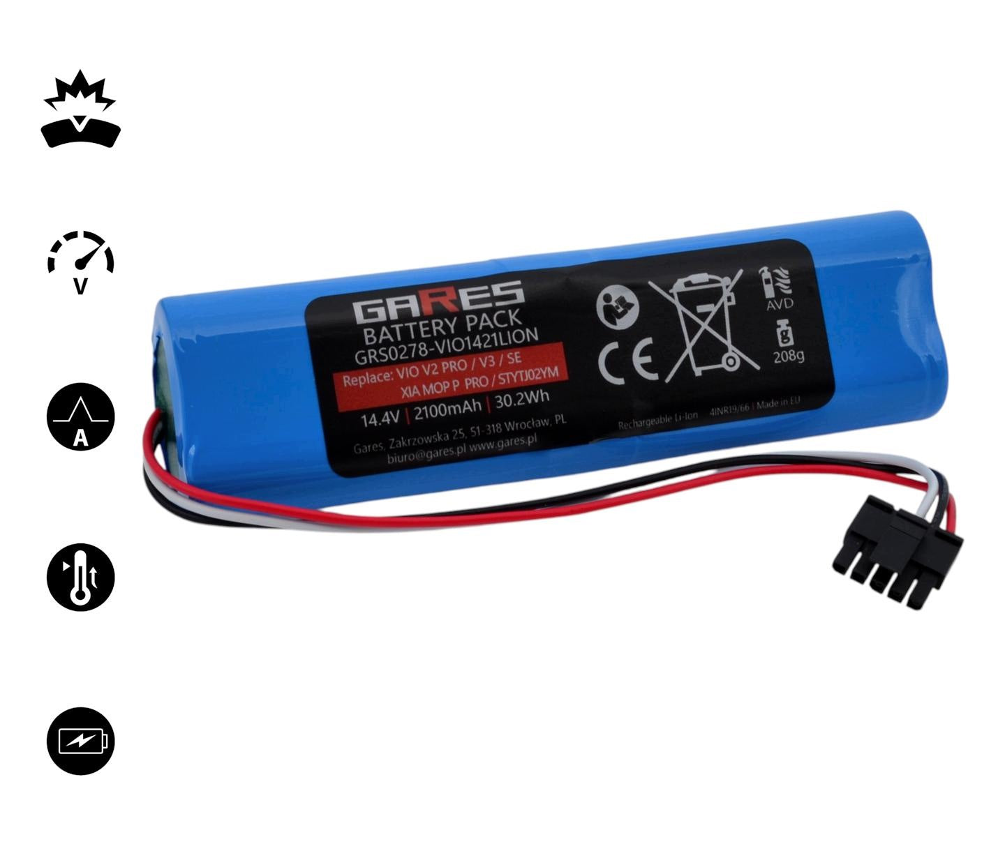 Battery Rechargeable Battery for Xiaomi Robot Vacuum S10 Mijia Vacuum-Mop P 14,4 2,1Ah Manufacturer Gares