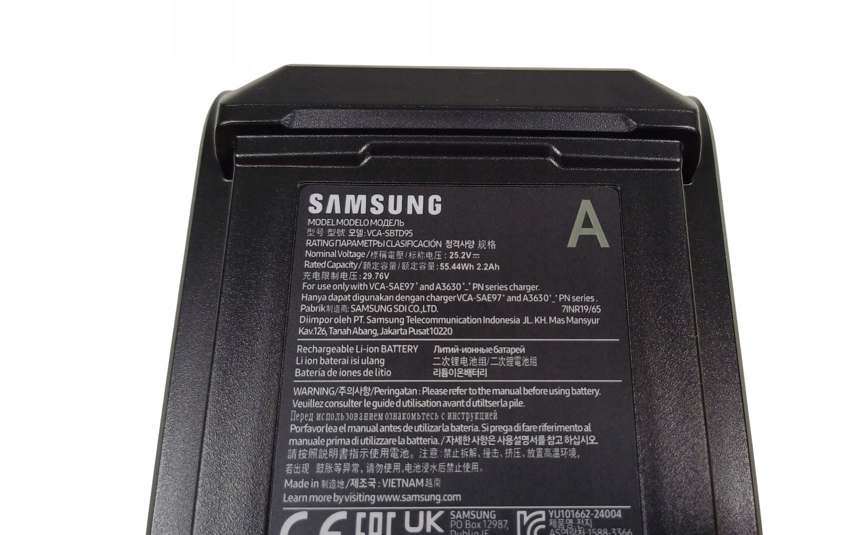 Battery SAMSUNG Jet 85 / Jet95 for vacuum cleaner original battery VCA-SBTD95 Manufacturer code VCA-SBTD95 / akumulator