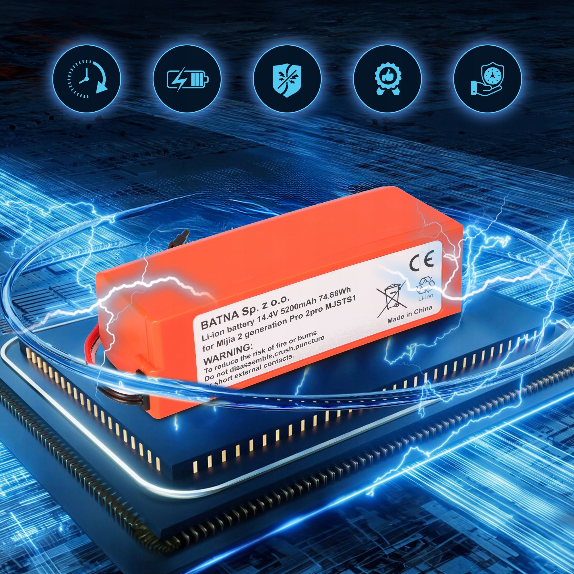 Battery battery for Xiaomi Mop Pro2 Pro 2Pro MJSTS1 5200mAh vacuum cleaner Manufacturer code EX.22905