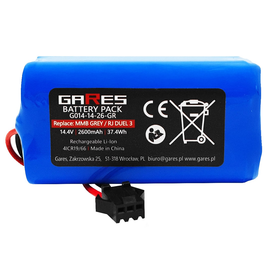 Battery for Proscenic 850T 850P CMICR18650F8M7-4S1P 14,4V 2,6Ah Manufacturer Gares