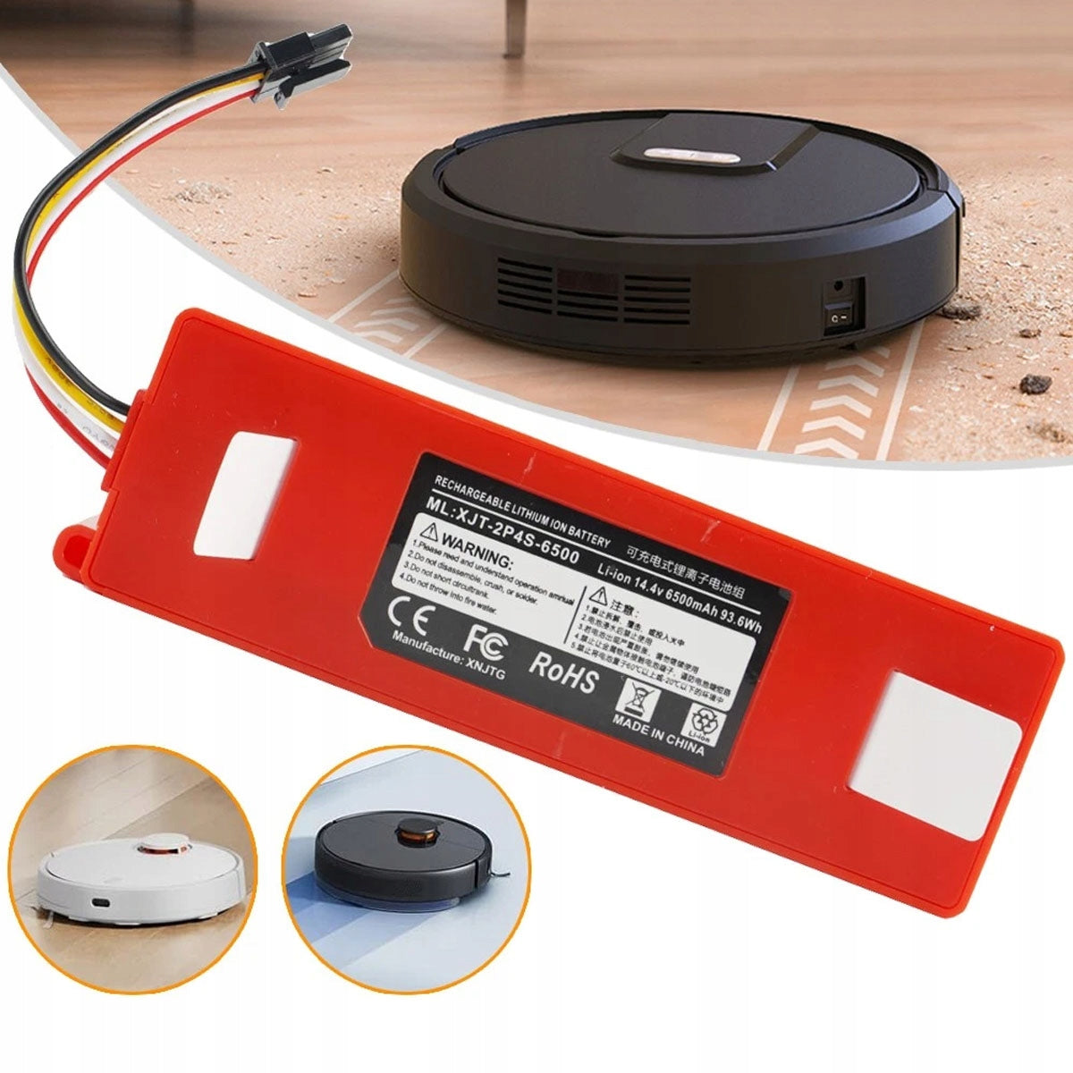 Battery for Xiaomi Roborock S5 S6 S7 S8 S50 S55 T6 S60 S6 Max 14,4V 6500mAh
