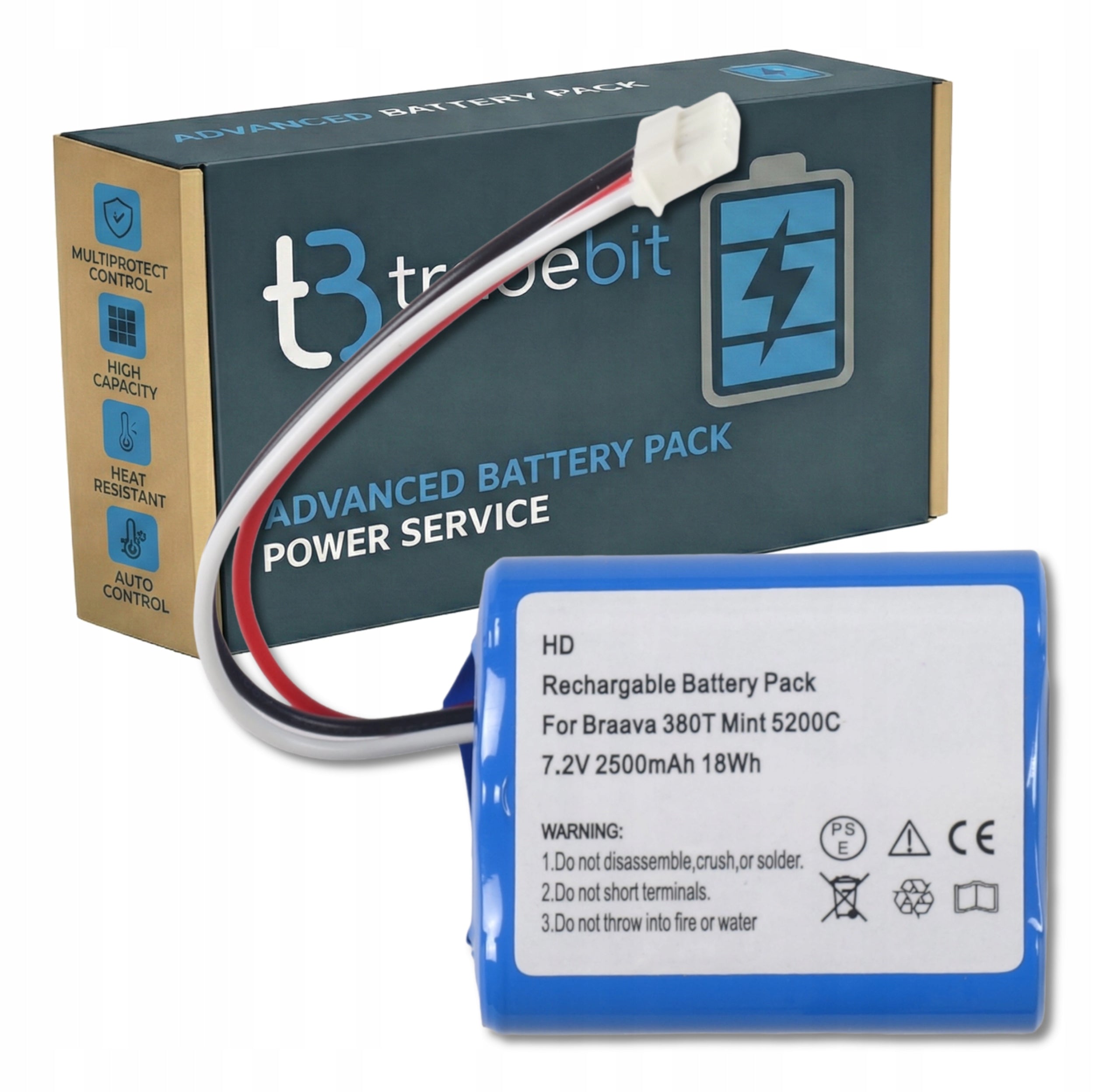 Battery for iRobot Braava 390T Mint 5200C 2500 mAh 7,2V Ni-Mh