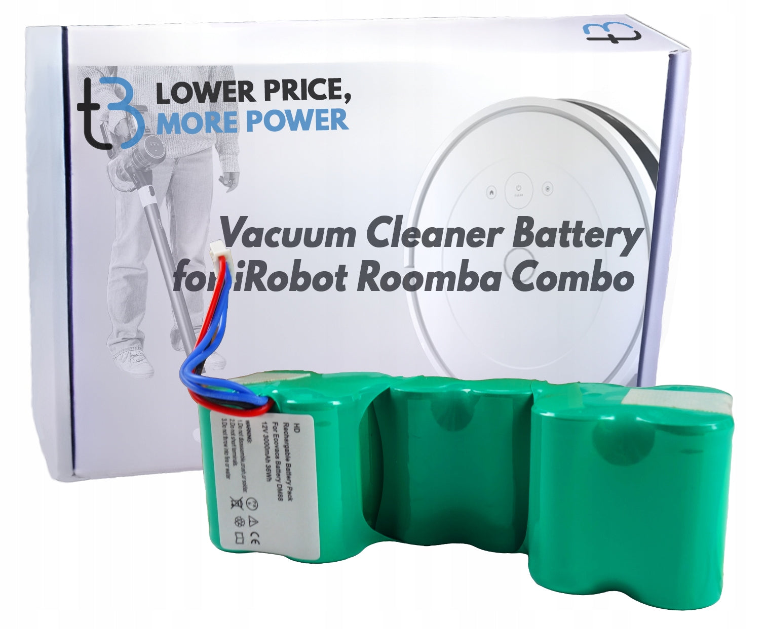 Battery for iRobot Roomba Combo ZJ1517-HFR 3000mAh 12V Tradebit