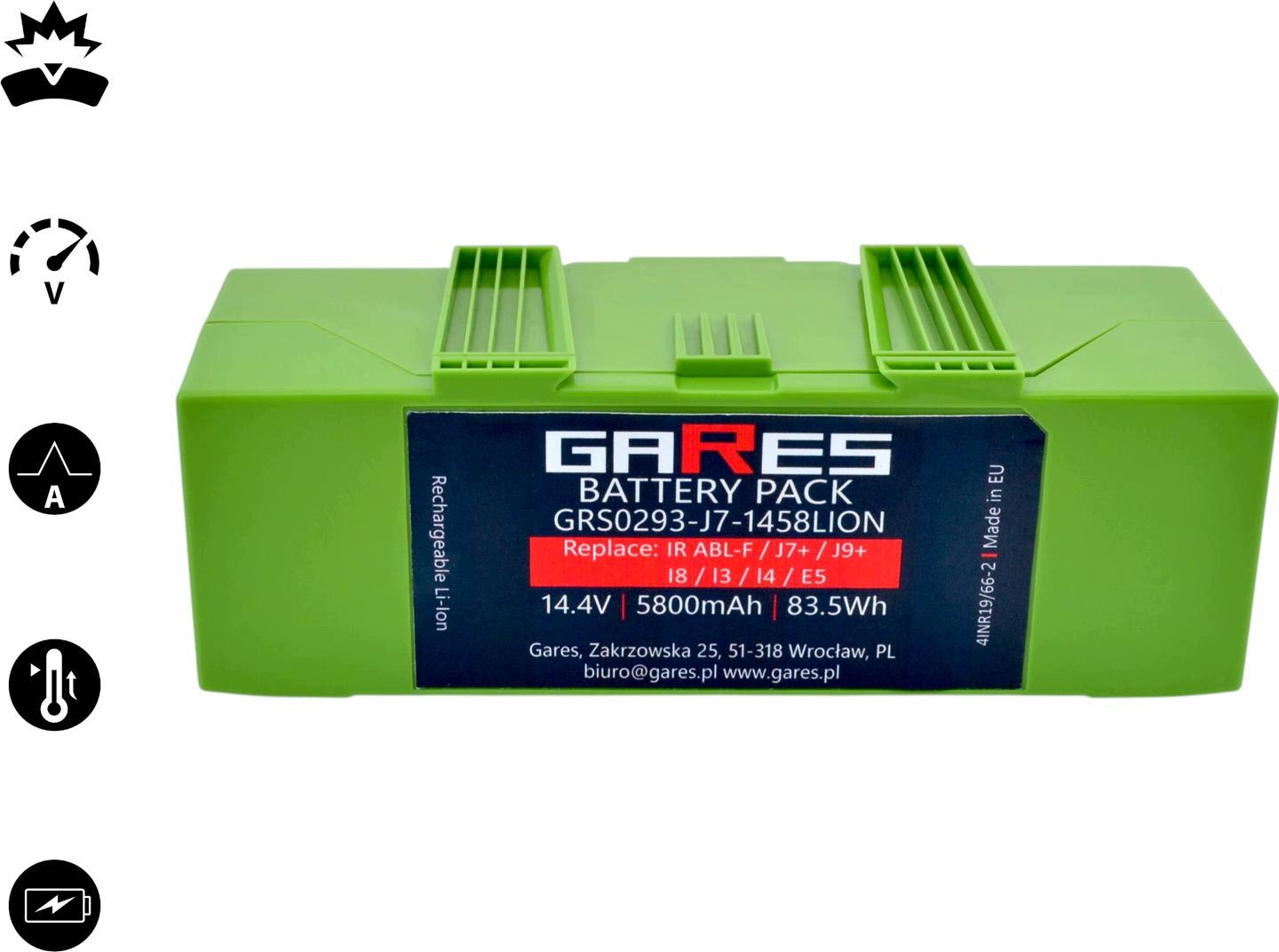 Battery for iRobot Roomba j7 j7+ j9 j9+ i7 i7+ ABL-F 14,4V 5,8Ah Manufacturer Gares