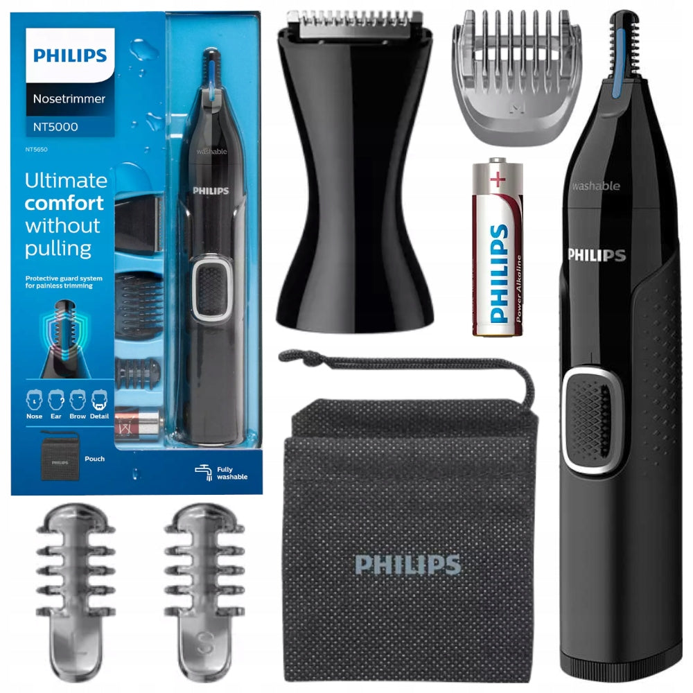 Battery trimmer for nose and ears Philips NT5650/16 3 comb pads