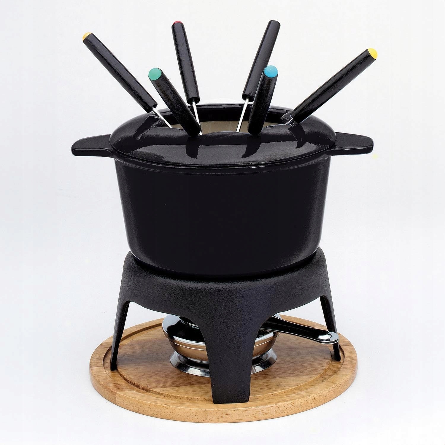 Baumalu 385051 Black cast iron fondue set 6 people with wooden Brand Baumalu
