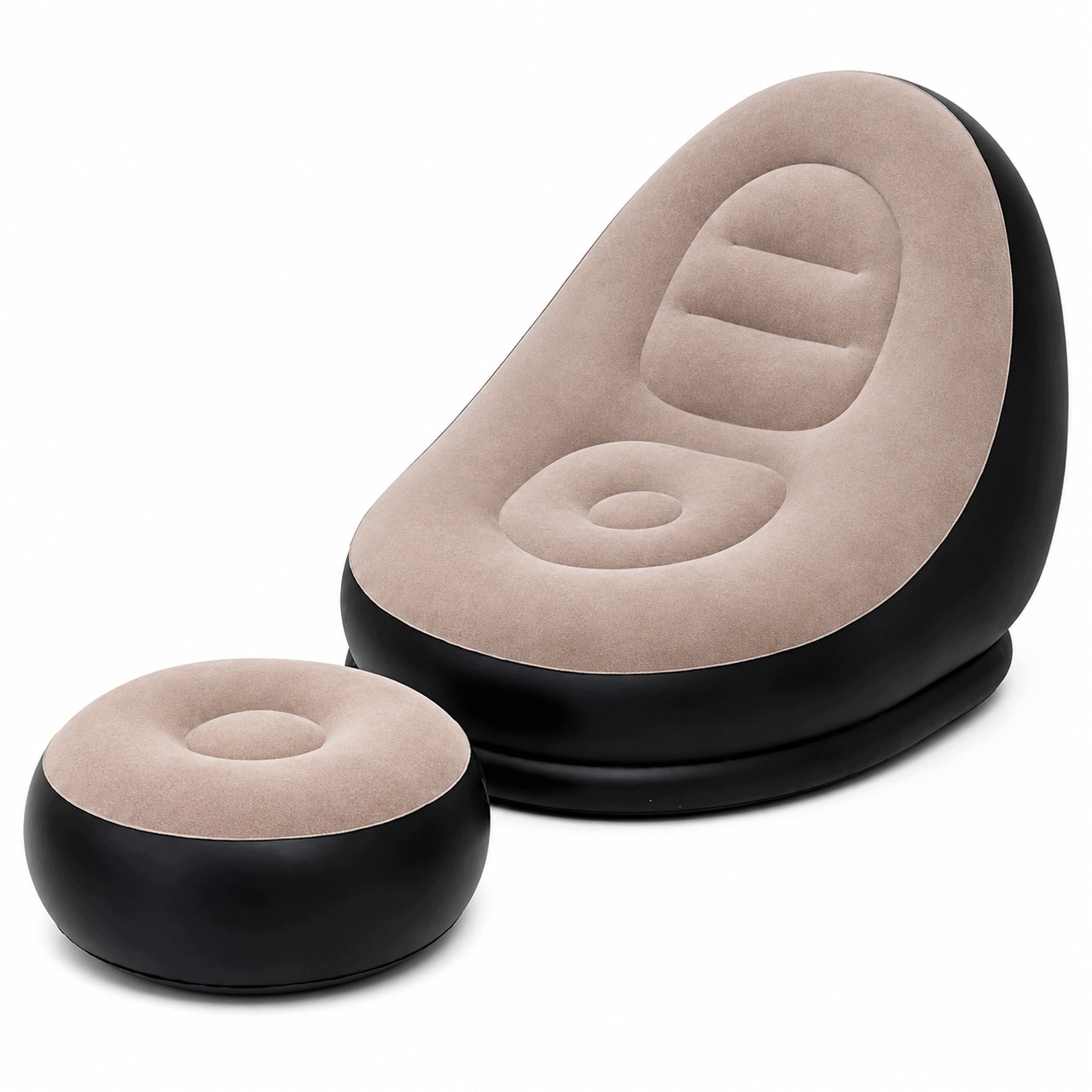 Beach Garden Lounger Armchair Inflatable For Beach Camping With Footrest Pouf