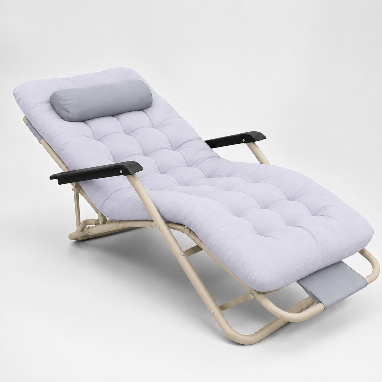 Beach Garden Lounger with THICK MATTRESS AND PILLOW comfortable folding strong Kind sunbed