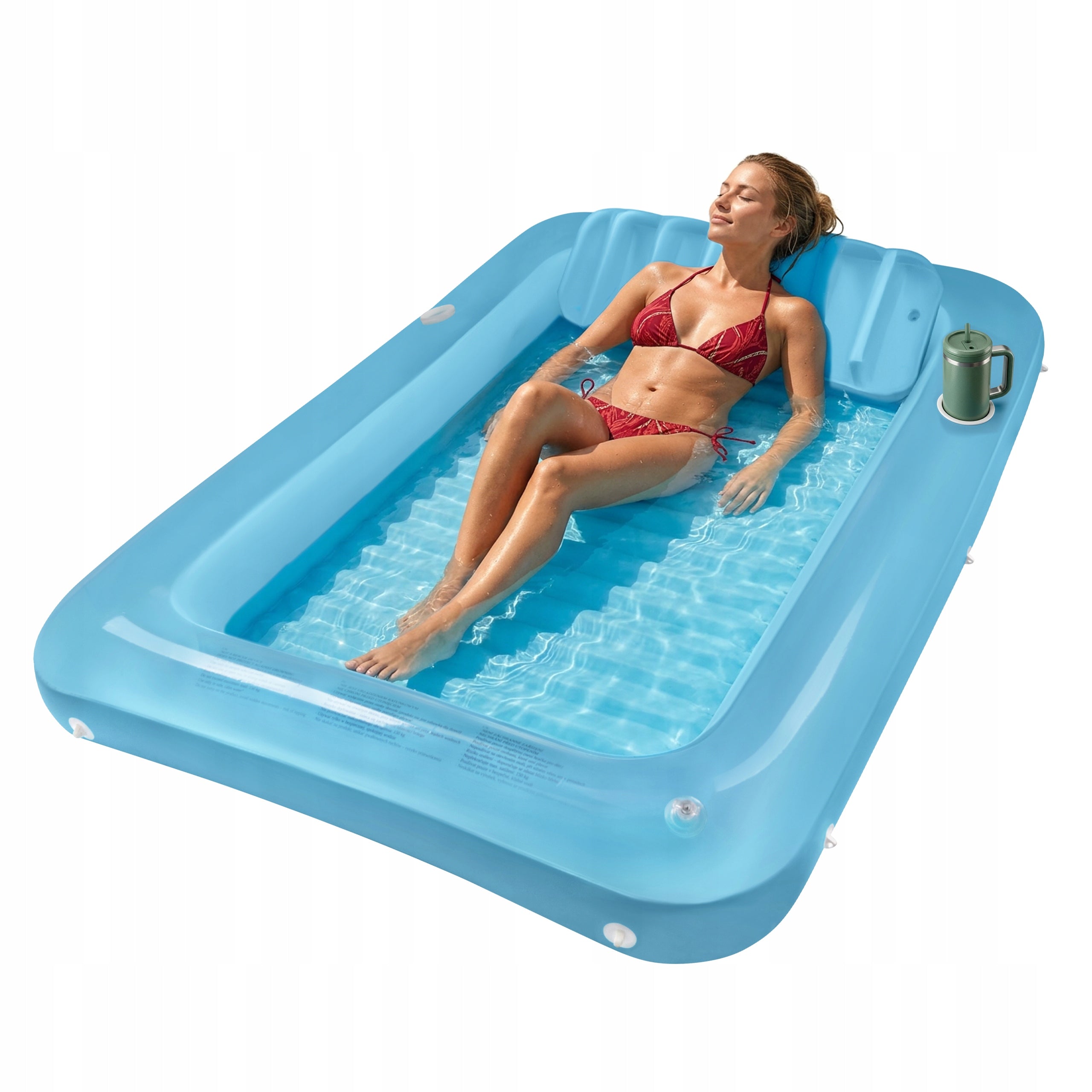 Beach Inflatable Mattress for Swimming Pool Sunbathing Water Lounger with Backrest