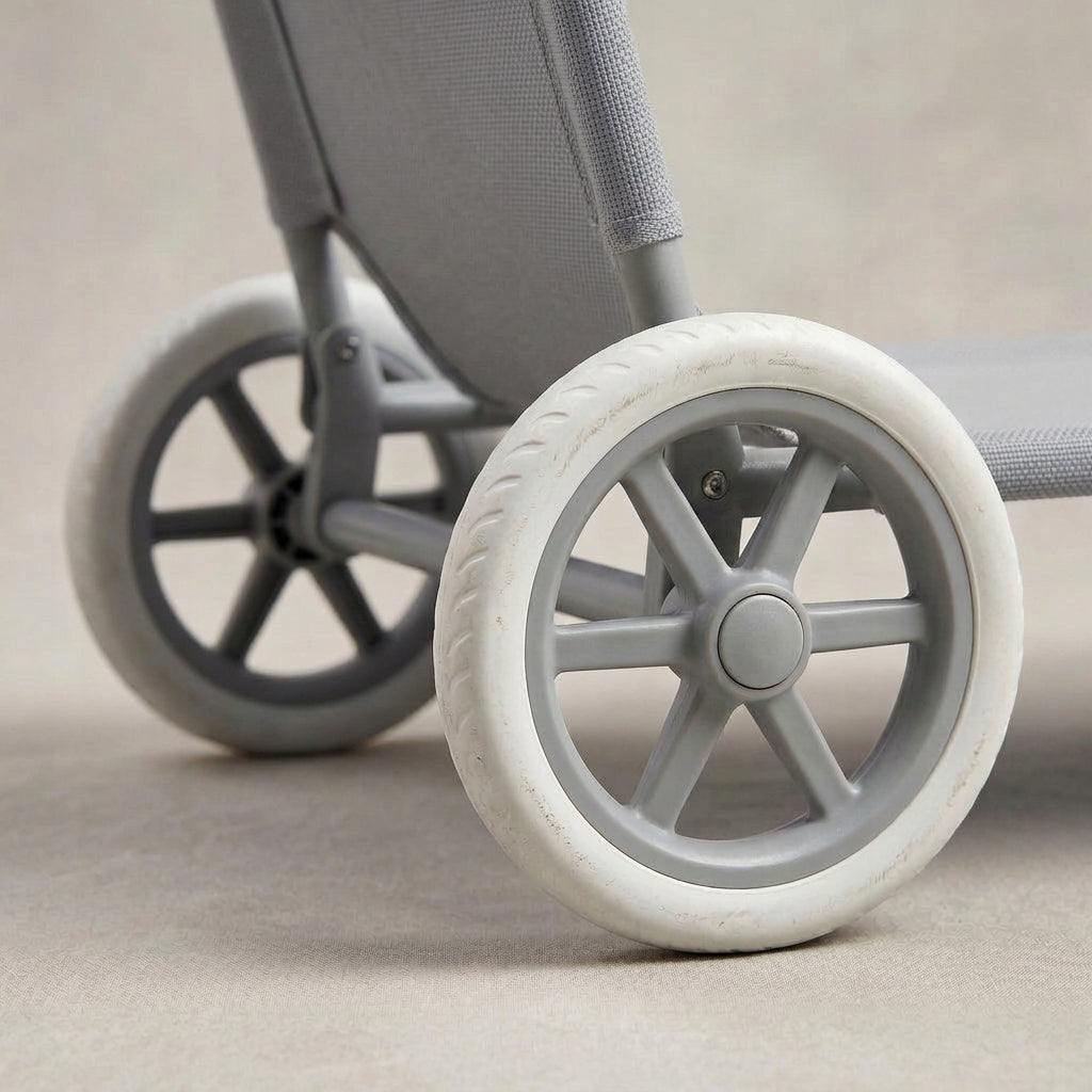 Beach Lounger 2in1 LIGHT GREY Trolley with Canopy Wheels Cushion YS-34 Manufacturer code IdealGarden