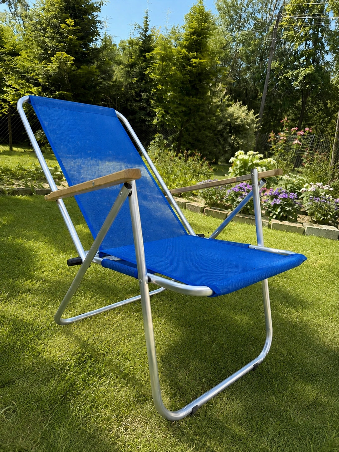 Beach Lounger Garden Aluminum Two Position Folding Sturdy Frame material aluminum