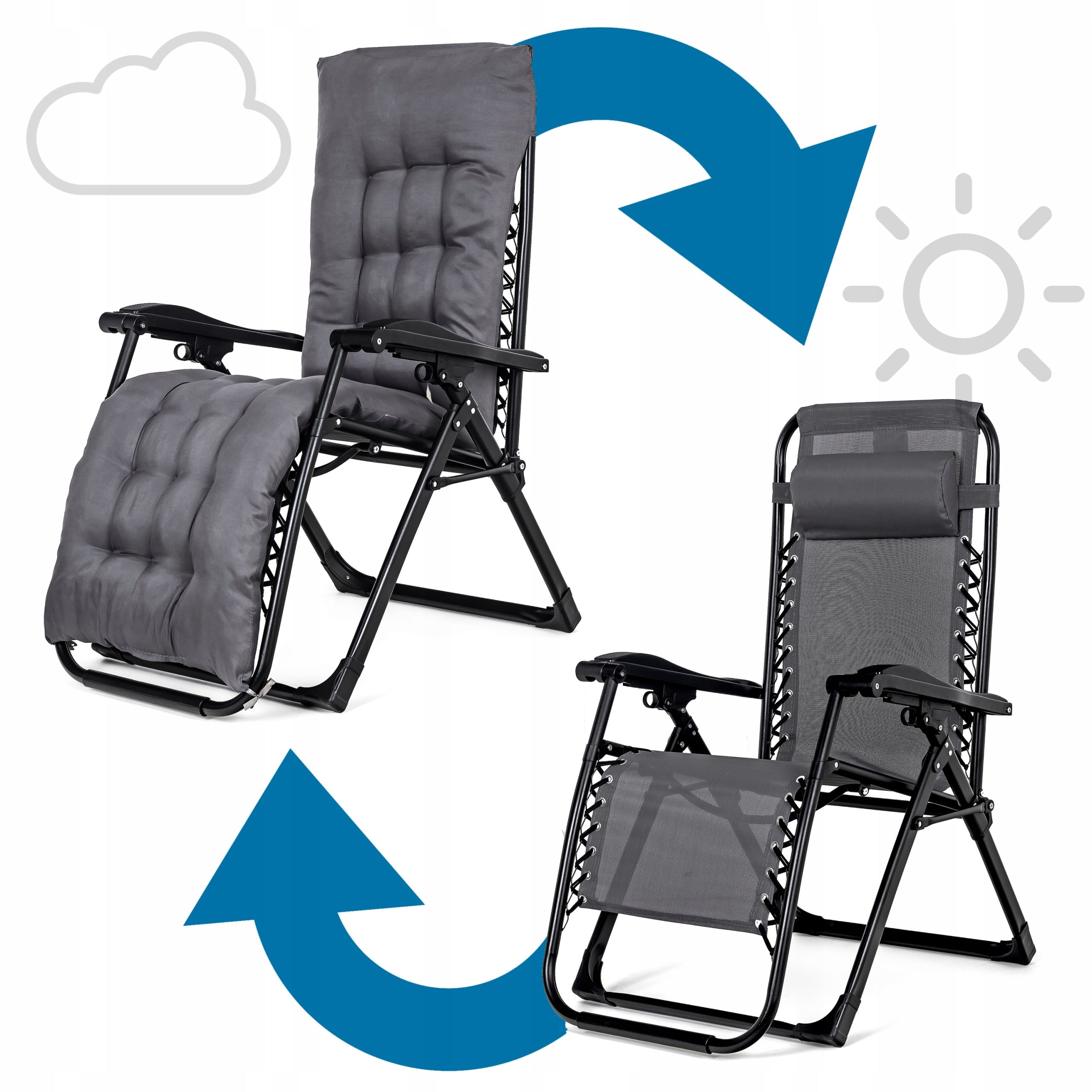 Beach Lounger LIVRO Strong Folding Cushion Adjustable Armchair Manufacturer code ST-607