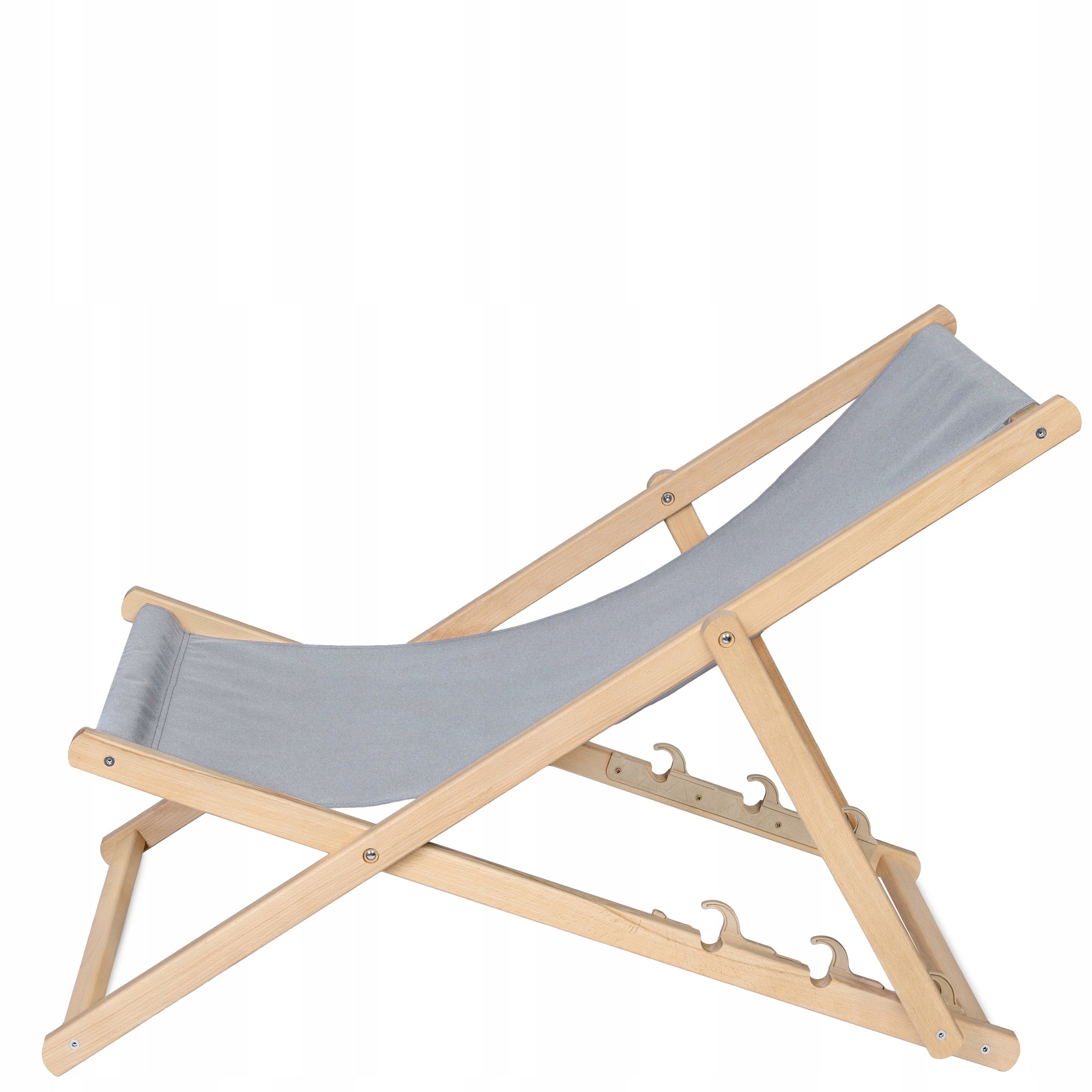 Beach Lounger WOODEN THICK SLATS for balcony terrace STRONG [BEIGE] Brand no brand