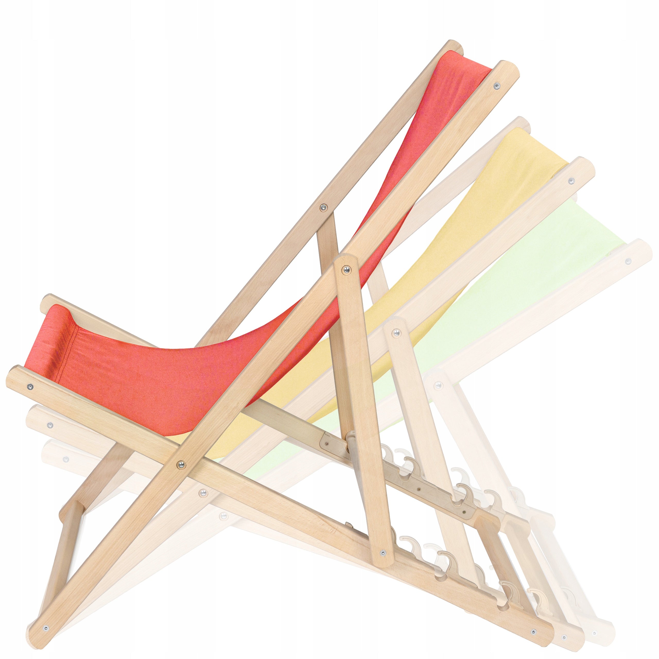 Beach Lounger WOODEN THICK SLATS for balcony terrace STRONG [BEIGE] Packaging status original