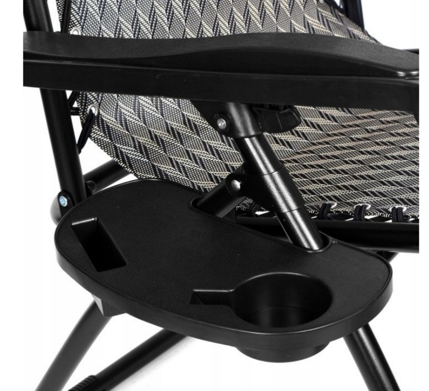 Beach Lounger with Headrest Folding Mesh Brown Tourist Garden Frame material metal