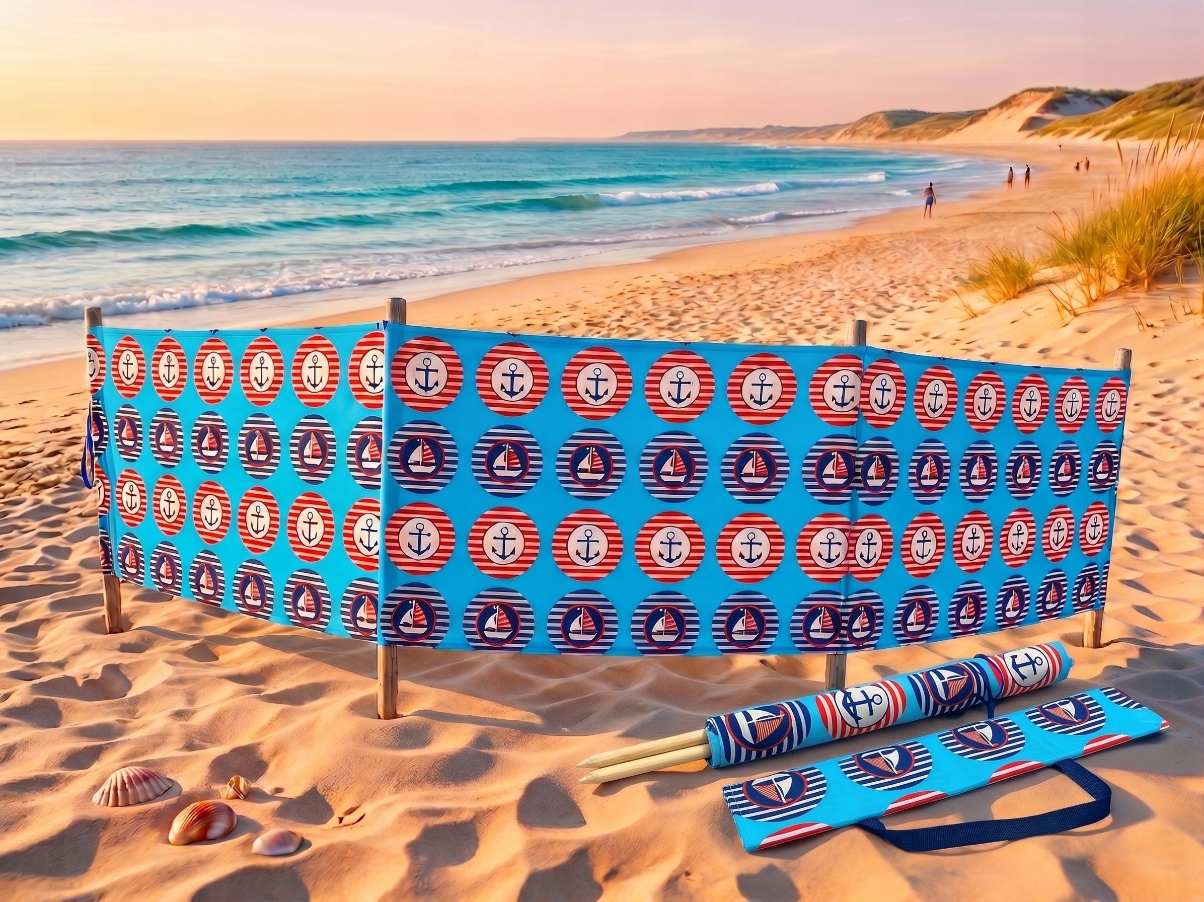 Beach Screen 5m Wooden Sticks + Cover with Handle Manufacturer code Parawan5m