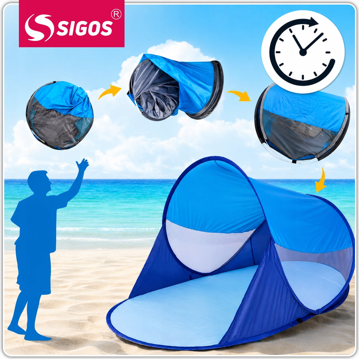 Beach Tent Self-folding Screen XXL children UV protection POP-UP Packaging status original