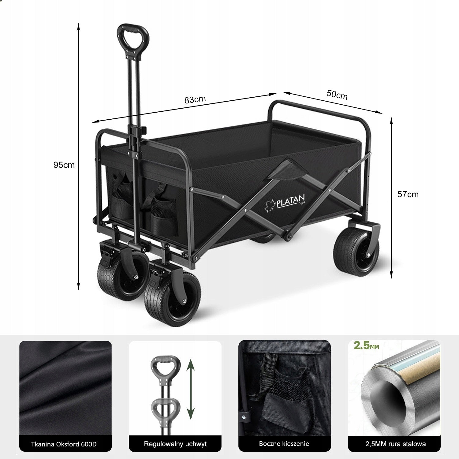 Beach Tourist Trolley 120L WIDE OFF-ROAD WHEELS Transport FOLDING Kind trolley
