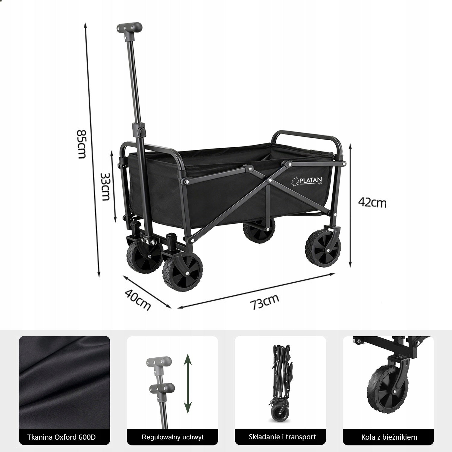 Beach Tourist Trolley 60L Transportation for Camping Garden Trailer HIT Capacity 60 l