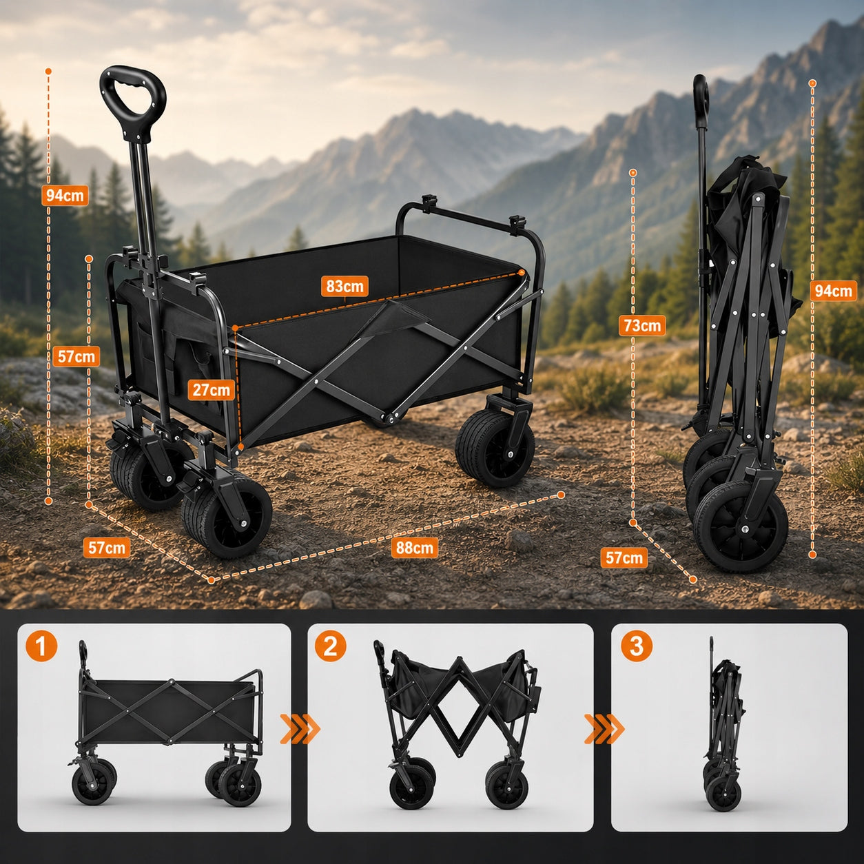 Beach Tourist Trolley Folding Garden Transport Wheels XXXL Manufacturer code 6942323746286