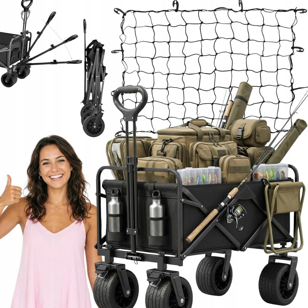 Beach Transport Fishing Trolley 120L 100KG XXL Wheels For Fish + FREEBIE