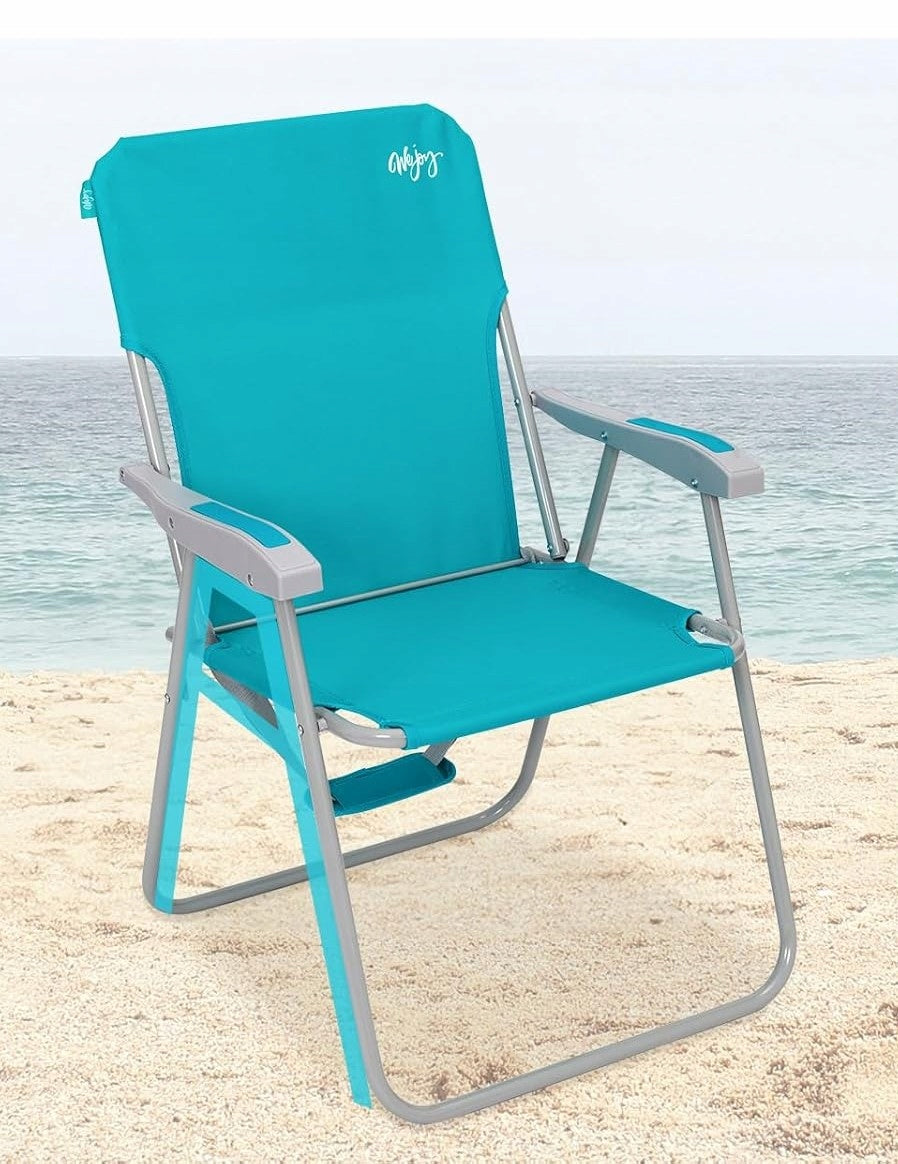Beach chair adjustable camping turquoise pockets 136 kg