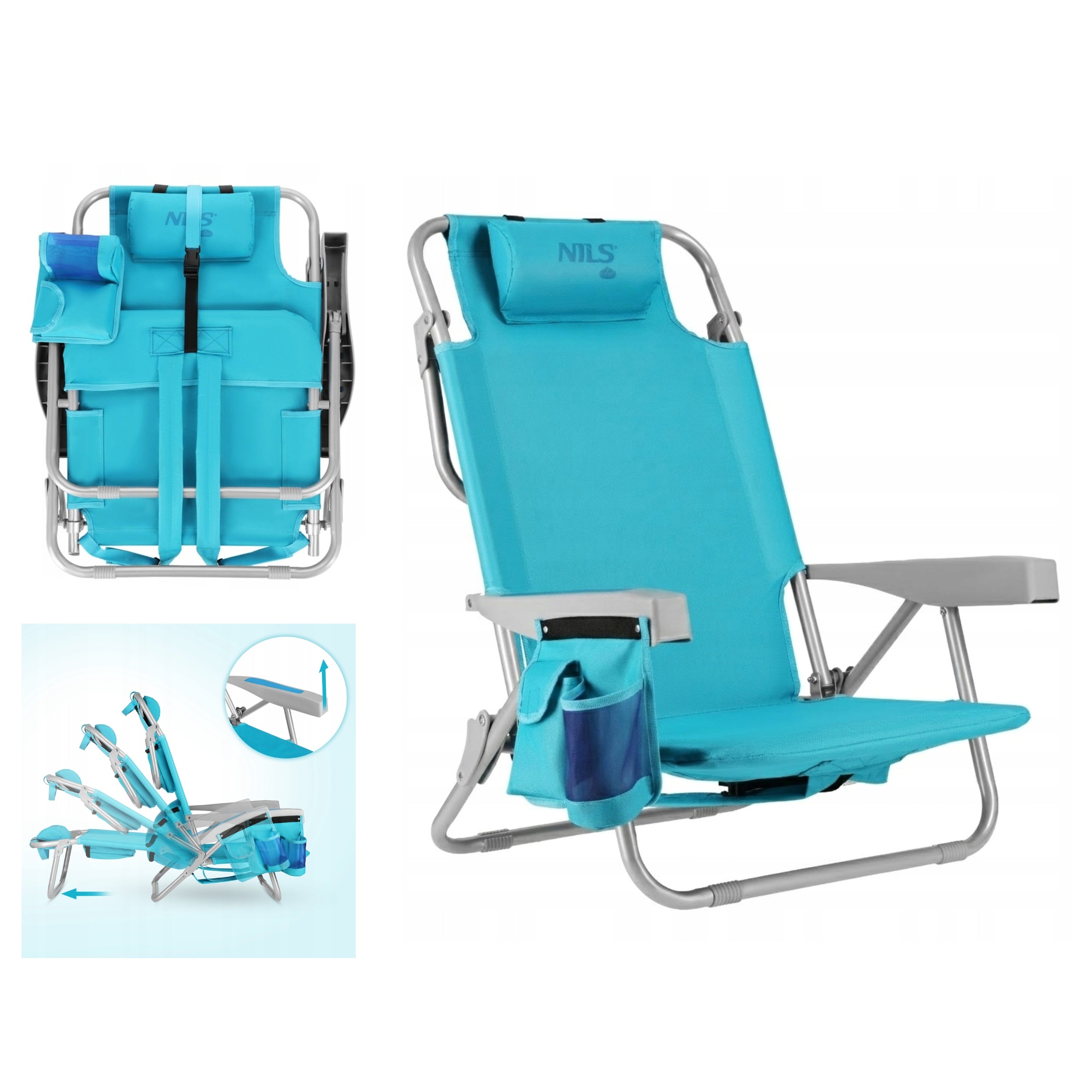 Beach lounger backpack with thermal bag foldable strong Nils Camp