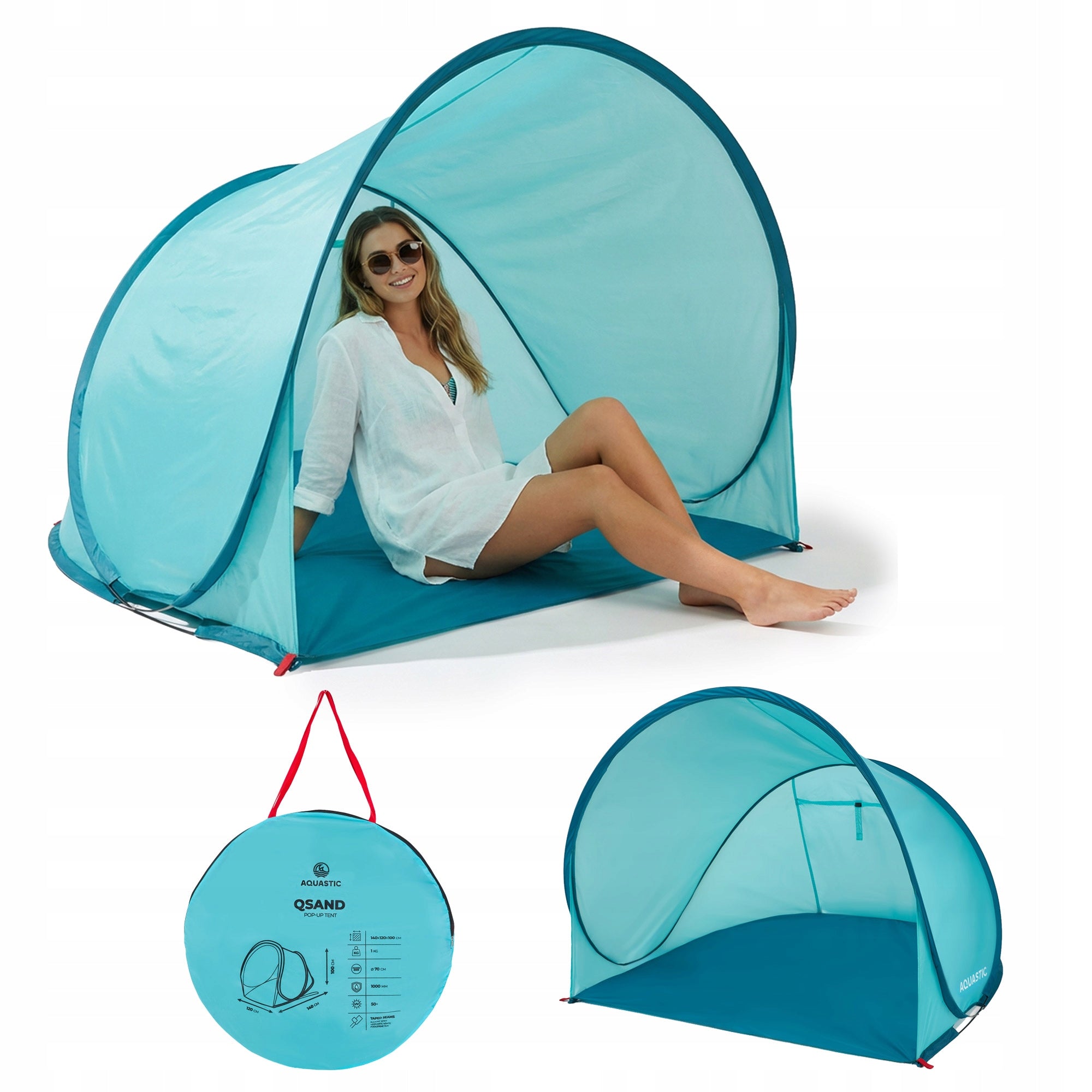 Beach tent AQUASTIC Qsand blue OS UPF 50+ UV PROTECTION