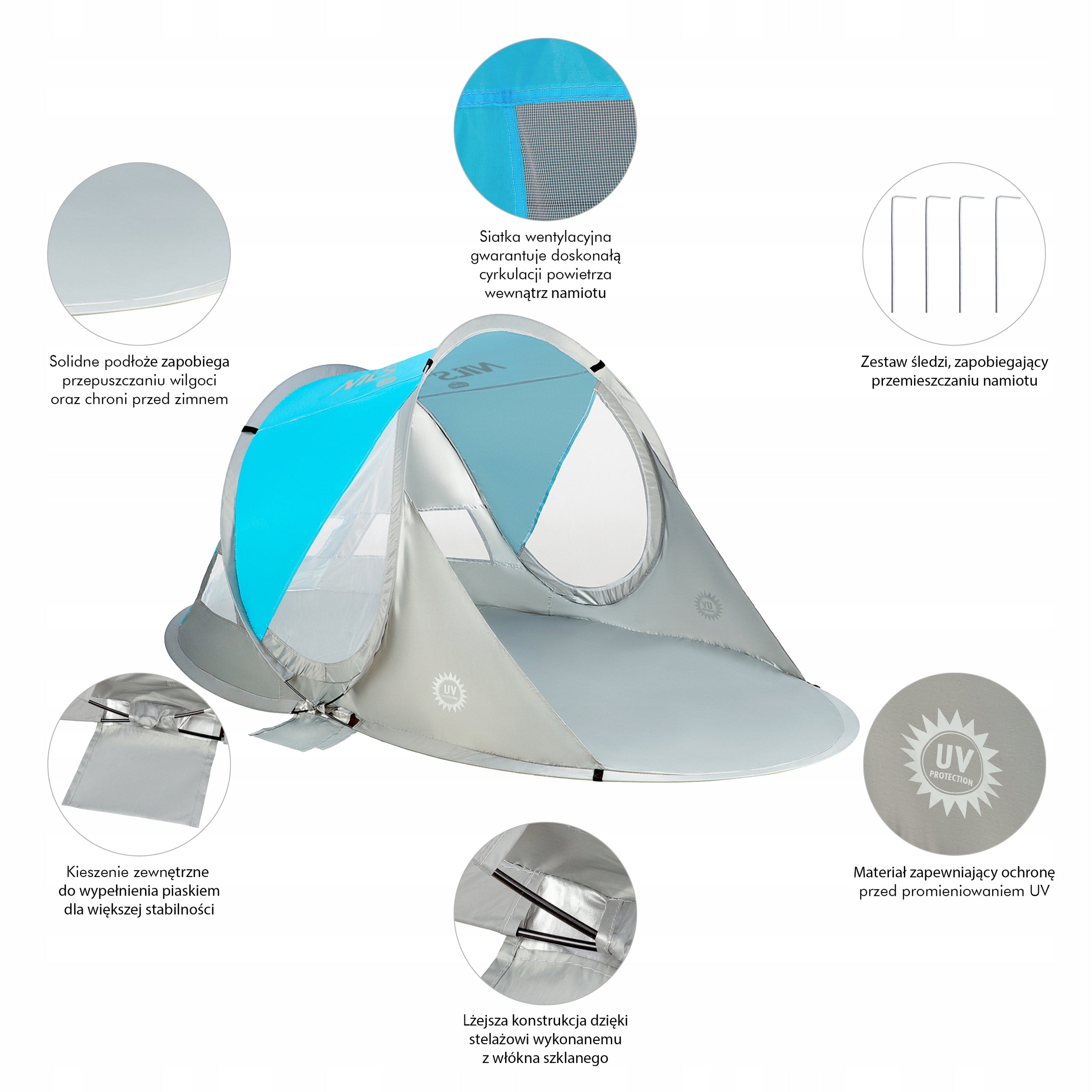 Beach tent self-folding screen for beach, garden UV protection Manufacturer code NC3142